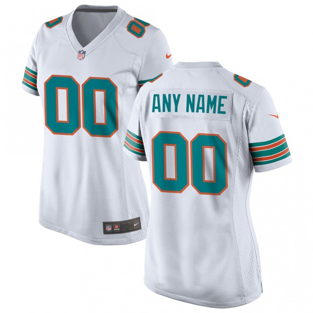 Miami Dolphins Nike Women's Alternate Custom Game Jersey - White-GridironStore
